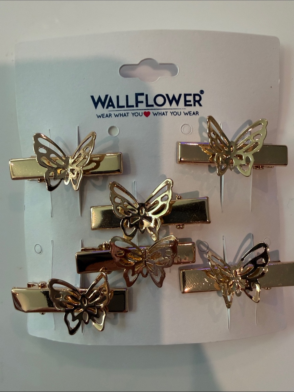 Wallflower Gold Butterfly Clip Set — 6 Metallic Hair Clips BRAND NEW
